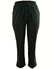 Drawstring Dual Pockets Wide Leg Pants Casual Wear