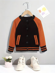 Boys Casual Block Cardigan Sweater Long Sleeve Tops