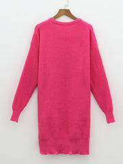Ripped Pullover Knitted Top Casual Drop Shoulder Sweater