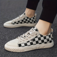 Men's Plaid Skate Shoes Lightweight Non Slip Casual Shoes
