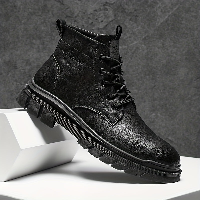 Men's Lace-up Ankle Boots Zipper Casual Walking Shoes