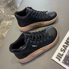 Women's Round Toe Lace-Up Platform Sneakers Comfortable Shoes