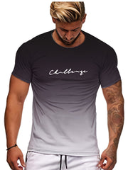 Men's Letter Print Sports T shirt Casual Stretch Tee
