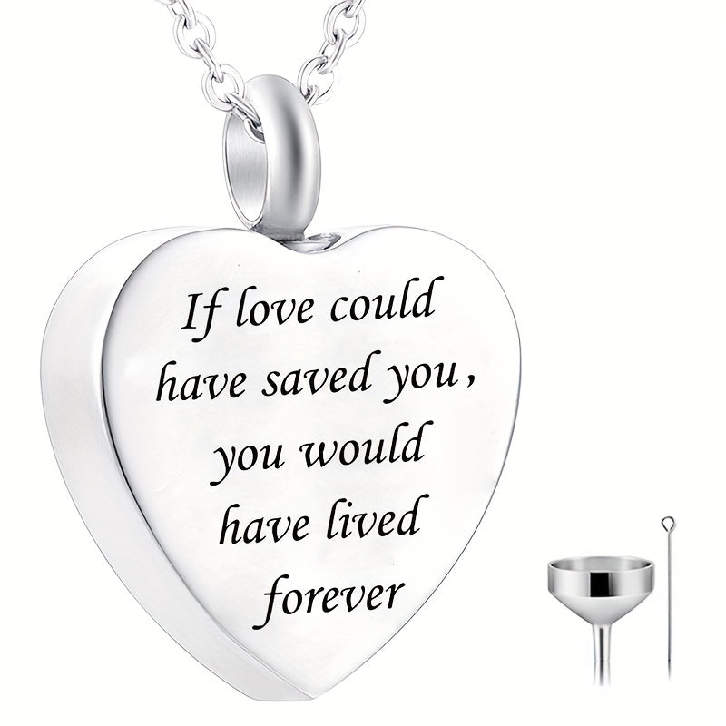 Stainless Steel Heart Pendant Cremation Urn Necklace Ashes Jewelry