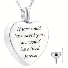Stainless Steel Heart Pendant Cremation Urn Necklace Ashes Jewelry