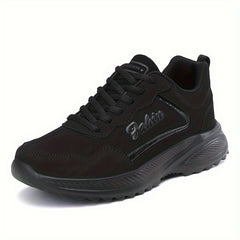 Lightweight Faux Leather Running Shoes Lace Up Non Slip Sneakers