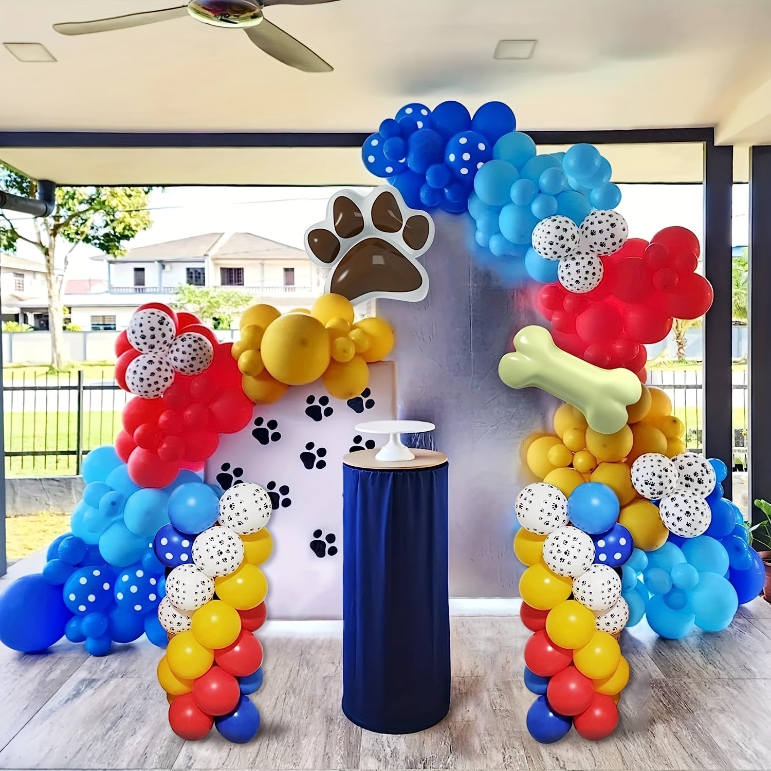 122pcs Paw Birthday Balloons Garland Kit Dog Paws Spotted Balloons Bone Foil Bal