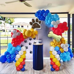 122pcs Paw Birthday Balloons Garland Kit Dog Paws Spotted Balloons Bone Foil Bal