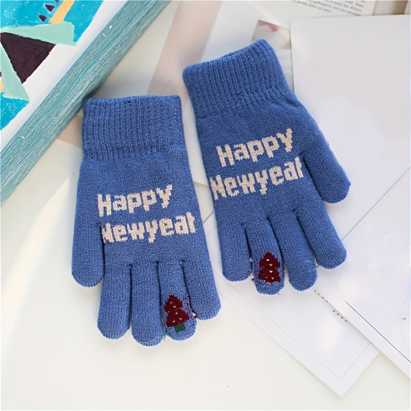 Thick Warm Windproof Knitted Gloves Cycling Riding Student Girls