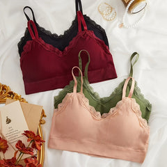 4 Pcs Lace Wireless Bra Comfy & Breathable Intimates Bralette Women's Lingerie