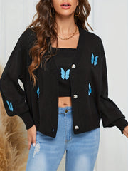 Butterfly Print Knit Two Piece Set Cami Top & Cardigan