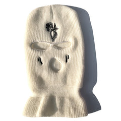 Rose Tears Embroidery Balaclava Hat Ski Mask Winter Soft Knit Warm