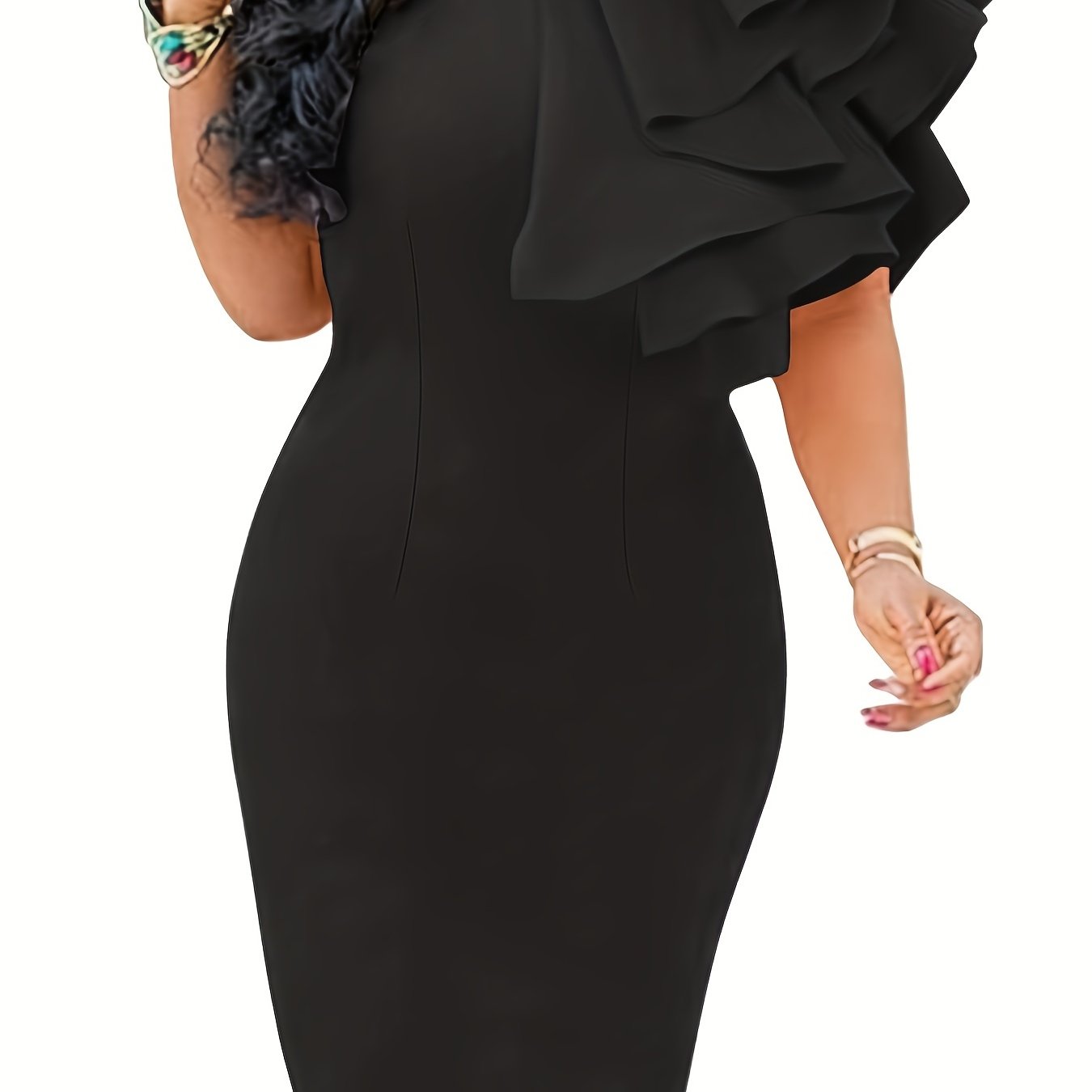 Ruffle Trim Bodycon Sleeveless Dress for Party