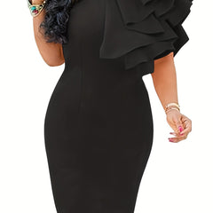 Ruffle Trim Bodycon Sleeveless Dress for Party
