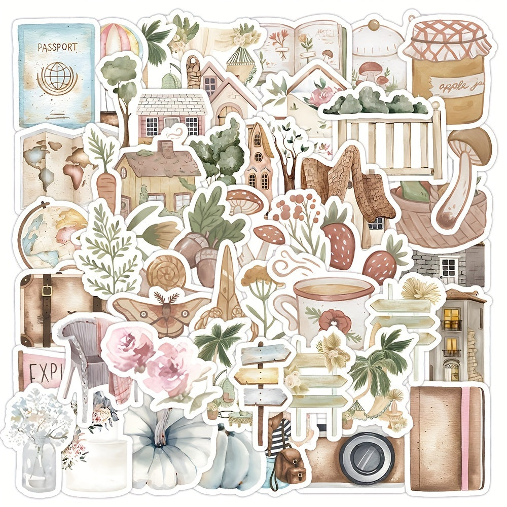 60 Pastoral Scenery Waterproof Stickers for Wall Car Book Luggage