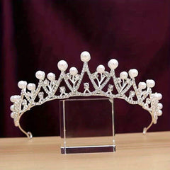 Faux Pearl Rhinestone Crown - 18 Years Old Adult Party Princess Tiara