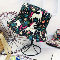 Hip Hop Animal Graffiti Double sided Foldable Bucket Hat