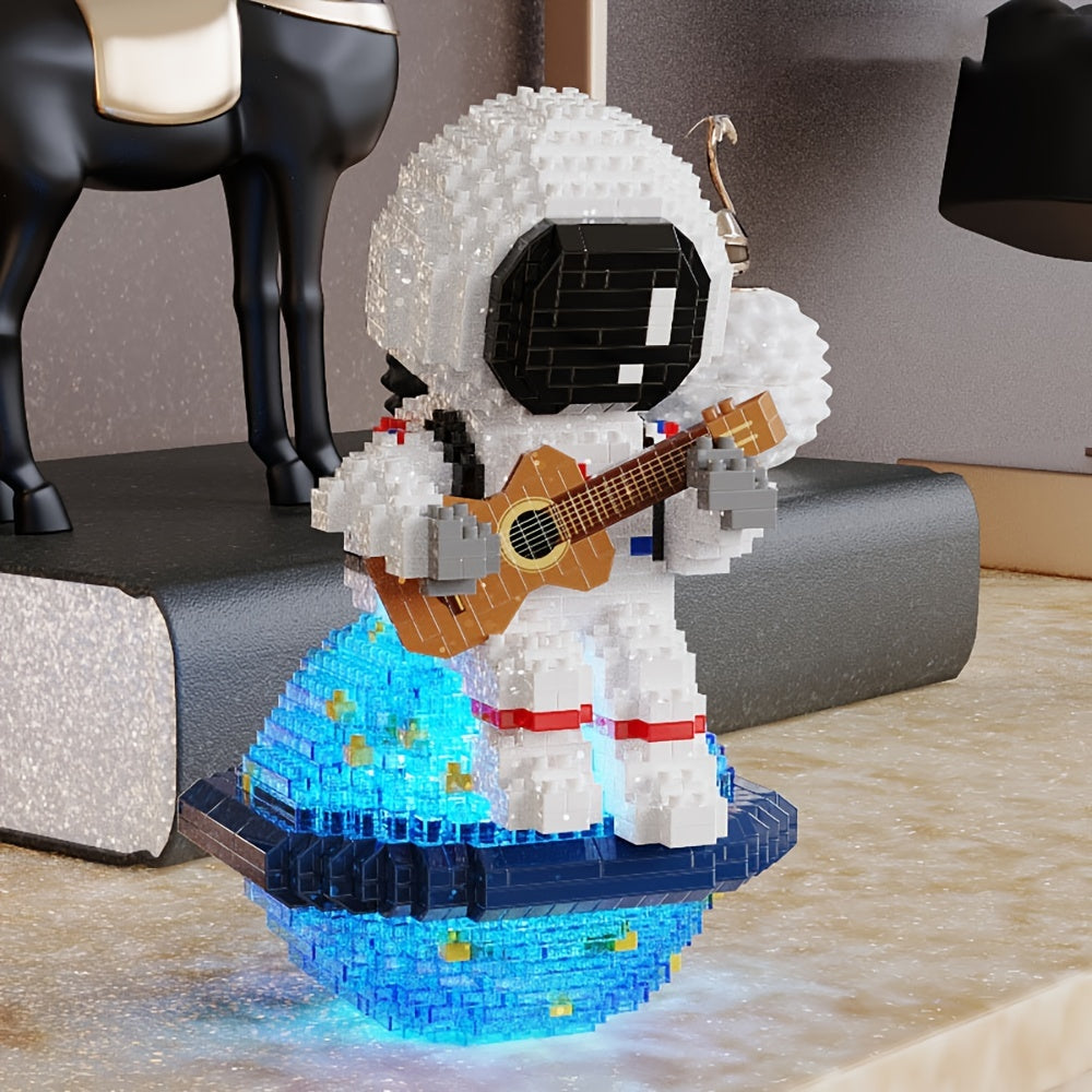Guitar Astronaut Building Blocks Toy - Educational Desktop Ornament
