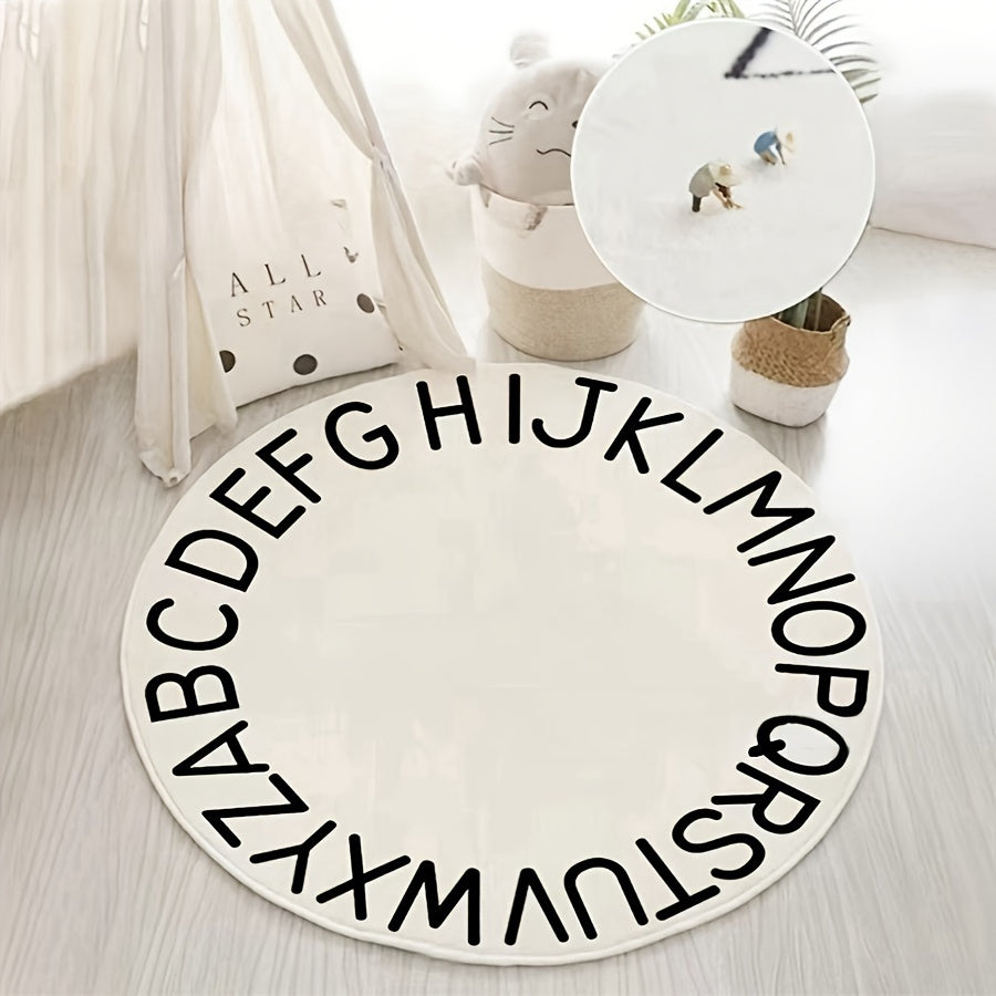 Soft Round Carpet English Letter Pattern Floor Mat