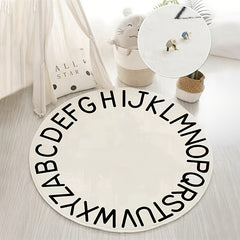 Soft Round Carpet English Letter Pattern Floor Mat