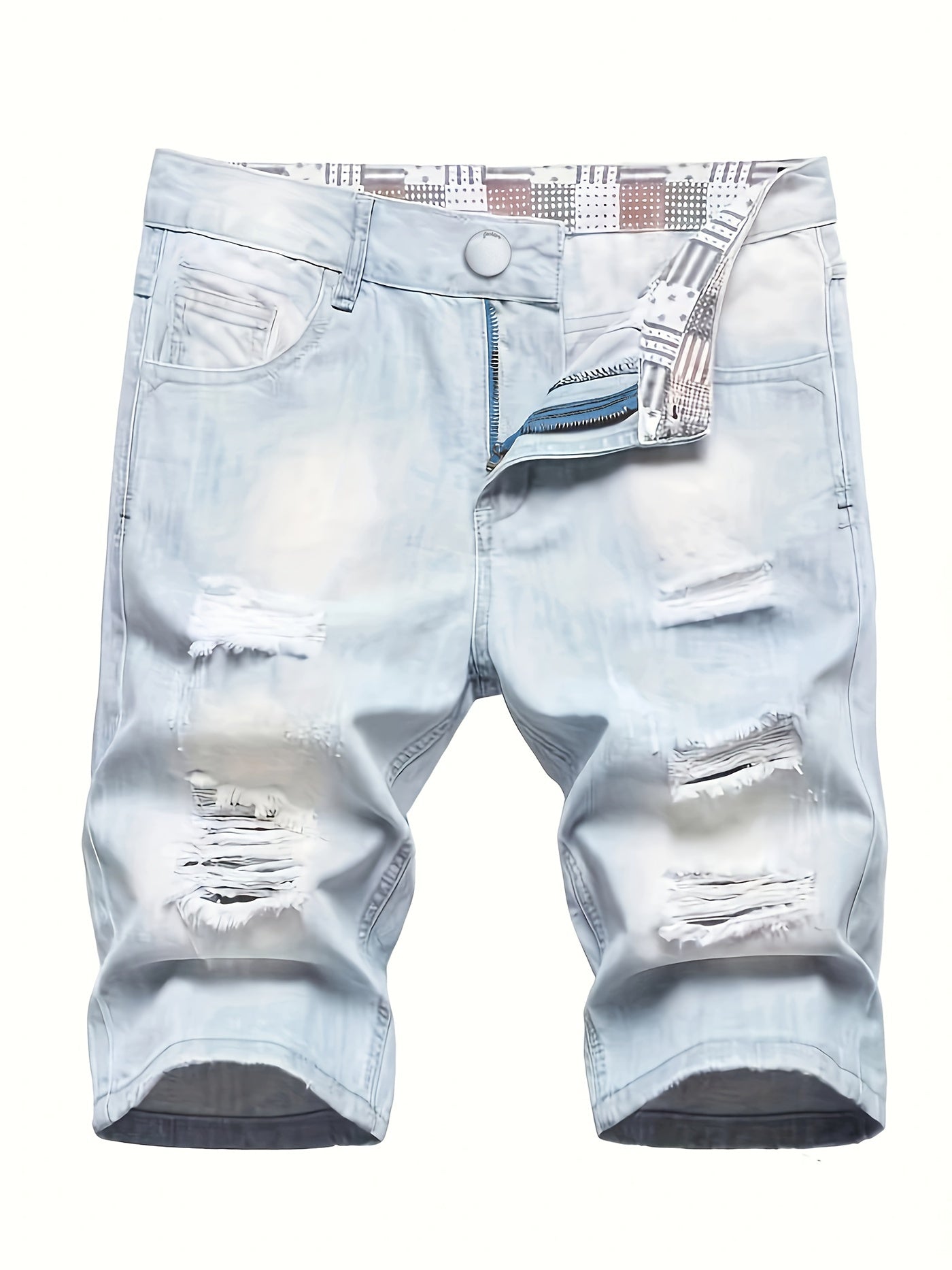 Men's Ripped Denim Shorts Casual Street Style Distressed Washed Denim Summer