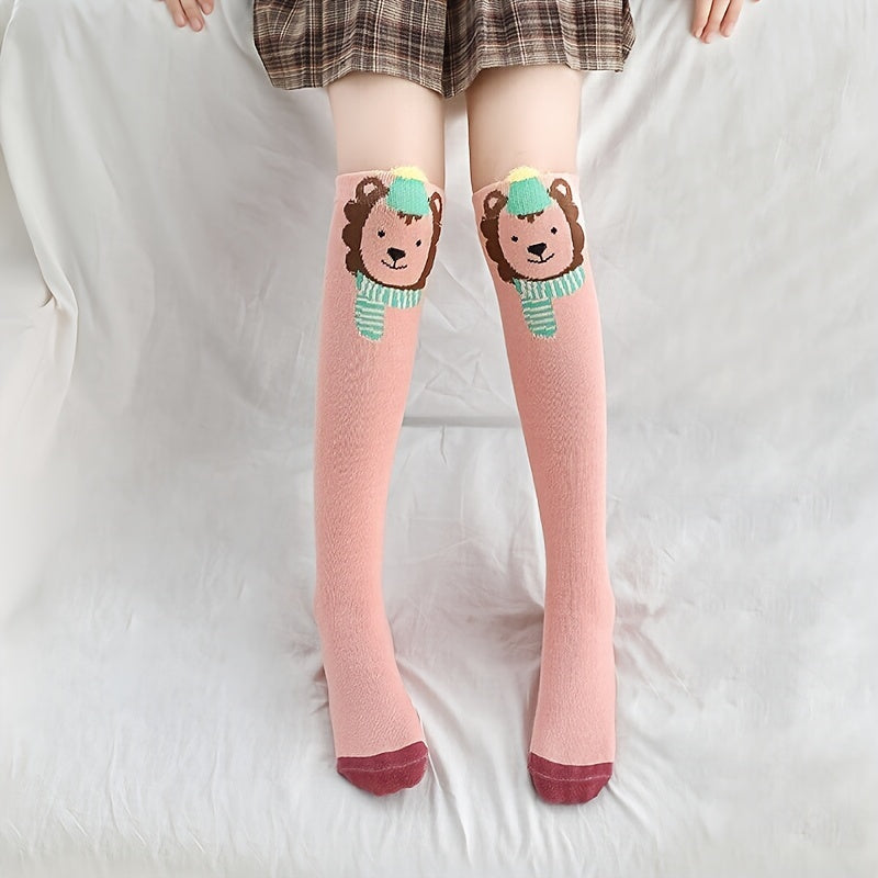 Girl's Bowknot Animal Pattern Knee High Socks