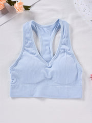 Ribbed Wireless Sports Bra Breathable Workout Tank Bra Women's Lingerie