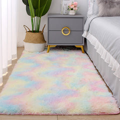 Tie Dye Plush Rug Soft Square Shaggy Rug 47in