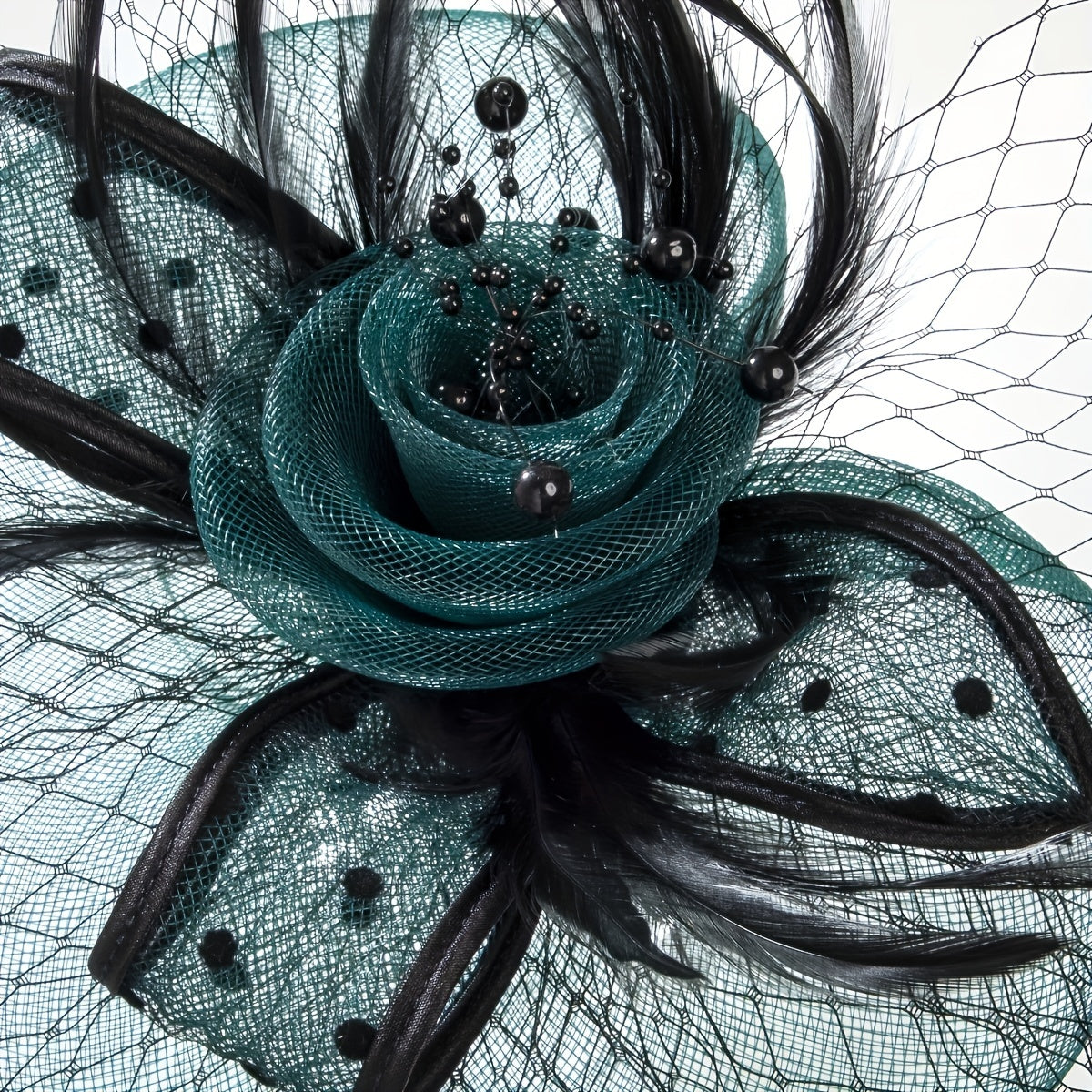 Women Hair Clip Mesh Flower Faux Feather Head Piece Derbyhat