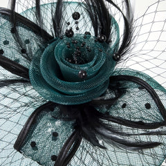 Women Hair Clip Mesh Flower Faux Feather Head Piece Derbyhat