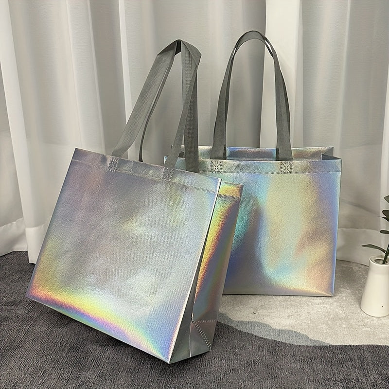 4pcs Laser Tote Bag Non-woven Reusable Gift Bag for Retail Stores
