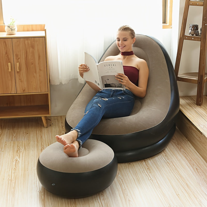 Portable Lazy Sofa Inflatable Lounge Chair With Footrest