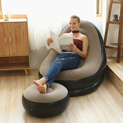 Portable Lazy Sofa Inflatable Lounge Chair With Footrest
