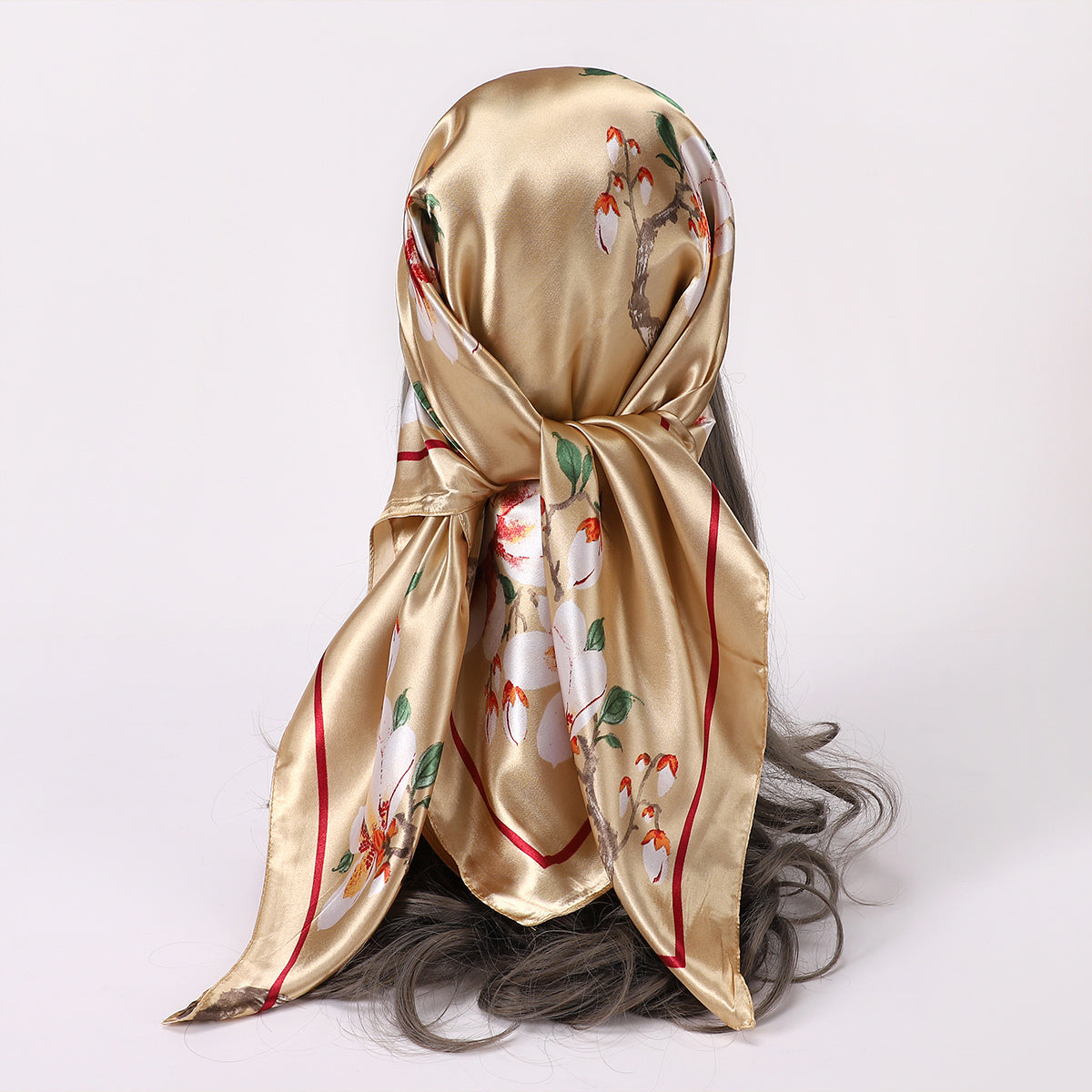 Vintage Floral Bandana Scarf Lightweight Silk Neck Scarfs