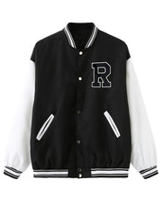 Women's R Letter Print Long Sleeve Jacket