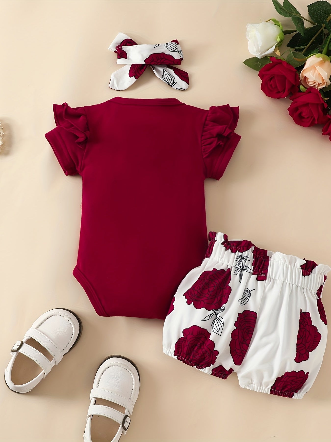 3pcs Baby Girls Daddy's Girl & Mommy's World Set - Onesie, Shorts & Headband