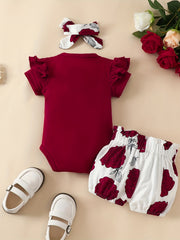 3pcs Baby Girls Daddy's Girl & Mommy's World Set - Onesie, Shorts & Headband