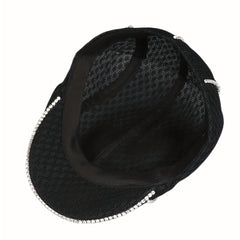 Rhinestone Decor Lace Beret Flat Hat Hollow Out Lightweight Cap For Women
