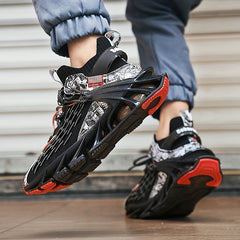 Men's Lace Up Knitted Blade Sneakers Breathable Outdoor Walking Slippers