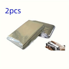 2pcs Thermal Survival Blankets Outdoor Emergency Double Sided Silvery