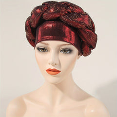Braided Turban Cap Rhinestone Head Wrap Bonnet Head Scarf