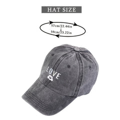 Love Print Washed Baseball Cap Casual Sun Hats Unisex Dad Hat