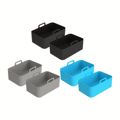 2pcs Silicone Air Fryer Pot w/ Handle Heat Resistant Basket Liner