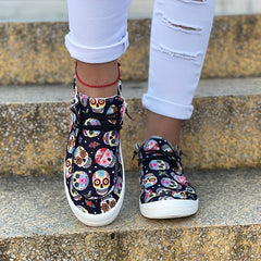 Women's Colorful Skull Pattern Skate Shoes Lightweight Breathable Walking Shoes