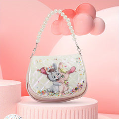 Girls Rabbit Handbag Sequin Underarm Bag Faux Pearl Handle