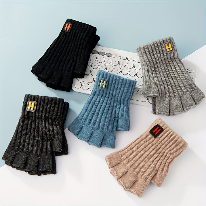 Fingerless Knitted Gloves Winter Coldproof Gloves For Writing Texting