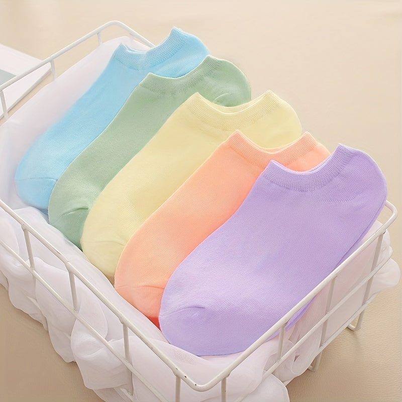 6 Pairs Women's Soft Lightweight Ankle Socks Solid Color Low Cut Stockings