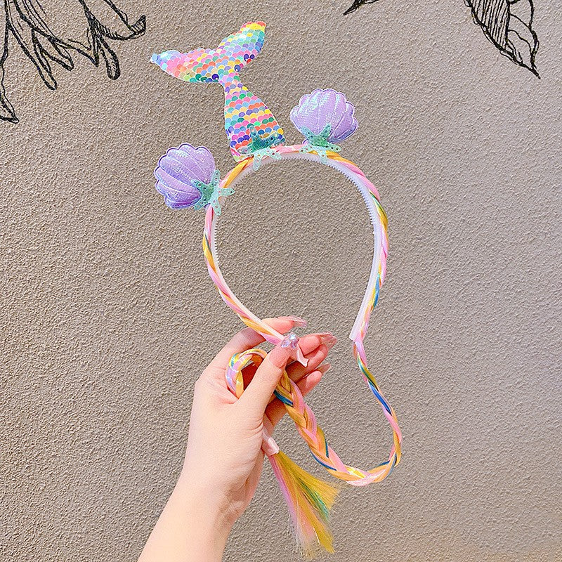Girls Mermaid Unicorn Wig Sequin Headband Costume Dress Up Party Hair Accessorie