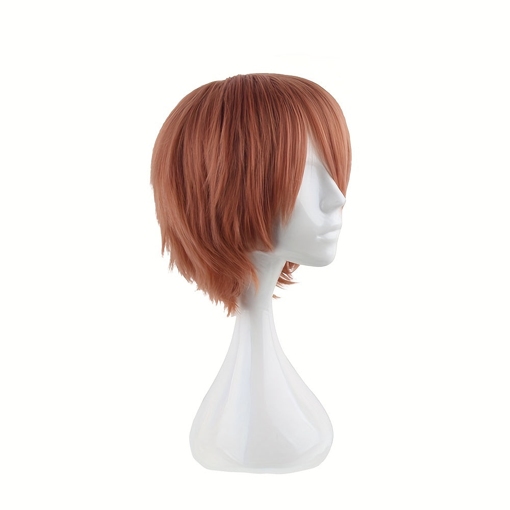 Men's 12 Inch Brown Anime Dress Up Wig Cosplay Chemical Fiber Wig