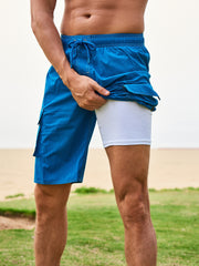 Men's Quick Dry Beach Shorts with Flap Pockets